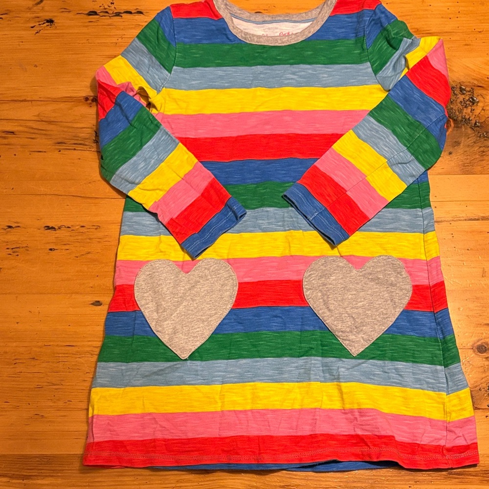 Colorful Striped Dress with Heart Pockets
